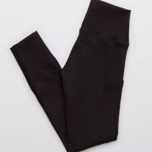 OFFLINE By Aerie Black The Hugger High Waisted Ribbed Pocket Leggings Size M